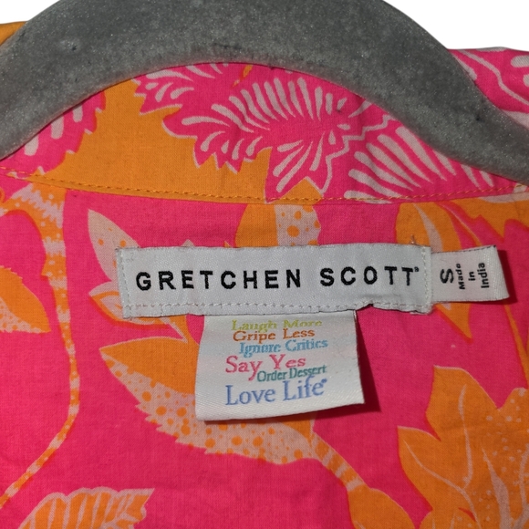 Gretchen Scott, 2 Piece Pajama Sets, Bright Orange, Pink + White, Women's Sz S, - Picture 3 of 5